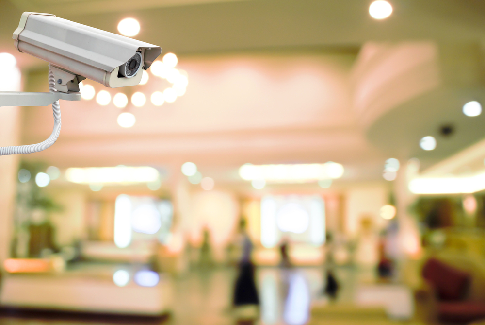 Hotel surveillance camera highlighting risks that negligent security might bring about in guest areas